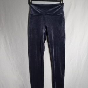 Spanx by Sarah Blakely Leggings Womens Large Navy Blue Velvet Skinny High Waist